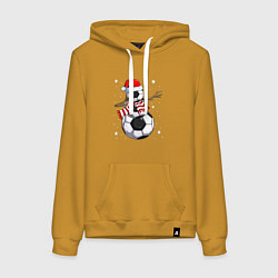 Толстовка-худи хлопковая женская Soccer snowman, цвет: горчичный
