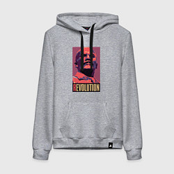 Толстовка-худи хлопковая женская Lenin revolution, цвет: меланж
