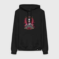 Толстовка-худи хлопковая женская Гейша - монстр, цвет: черный