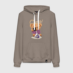 Толстовка-худи хлопковая женская Плюшевый медвежонок фотограф, цвет: утренний латте