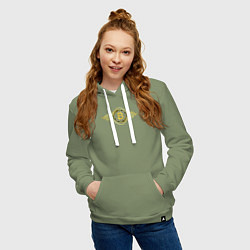 Толстовка-худи хлопковая женская Биткоин крипто лого, цвет: авокадо — фото 2