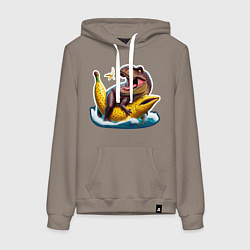 Толстовка-худи хлопковая женская Членозавр Рекс, цвет: утренний латте