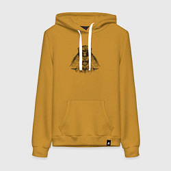 Толстовка-худи хлопковая женская Суслик в кепке и очках, цвет: горчичный