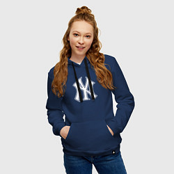 Толстовка-худи хлопковая женская New York yankees - baseball logo, цвет: тёмно-синий — фото 2