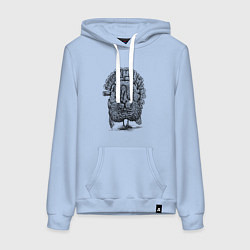 Толстовка-худи хлопковая женская Индейка спереди, цвет: мягкое небо