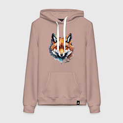 Толстовка-худи хлопковая женская Лиса акварель, цвет: пыльно-розовый