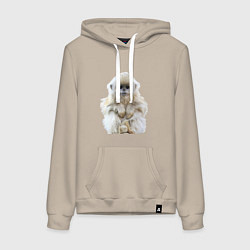 Толстовка-худи хлопковая женская Пушистая обезьянка, цвет: миндальный