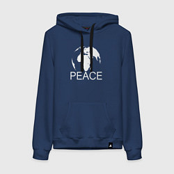 Толстовка-худи хлопковая женская World peace, цвет: тёмно-синий