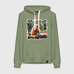 Толстовка-худи хлопковая женская Мем капибара с пилой: люди делятся на две части, цвет: авокадо