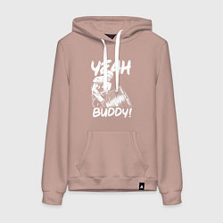 Толстовка-худи хлопковая женская Ронни Коулман, цвет: пыльно-розовый