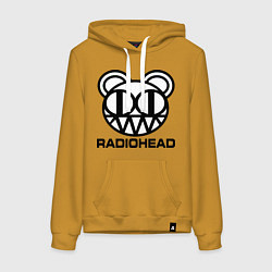 Толстовка-худи хлопковая женская Radiohead logo bear, цвет: горчичный