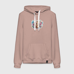 Толстовка-худи хлопковая женская Маленький ленивец, цвет: пыльно-розовый