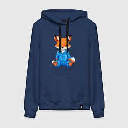 Толстовка-худи хлопковая женская Приключения Лапутика, цвет: тёмно-синий