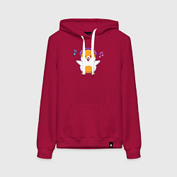 Толстовка-худи хлопковая женская Музыкальный хомяк, цвет: маджента