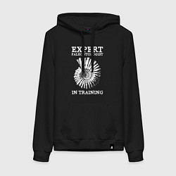 Толстовка-худи хлопковая женская Эксперт палеонтолог на стажировке, цвет: черный