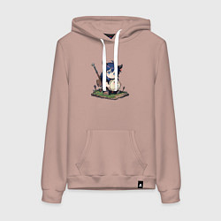 Толстовка-худи хлопковая женская Бруня и мячик, цвет: пыльно-розовый