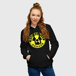 Толстовка-худи хлопковая женская Danger radiation sign, цвет: черный — фото 2