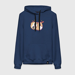 Толстовка-худи хлопковая женская Baby sloth, цвет: тёмно-синий