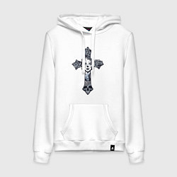 Толстовка-худи хлопковая женская Woman cross, цвет: белый