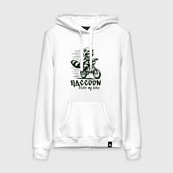 Женская толстовка-худи Енот воришка на велосипеде