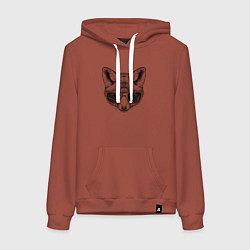 Толстовка-худи хлопковая женская Лисенок в солнечных очках, цвет: кирпичный