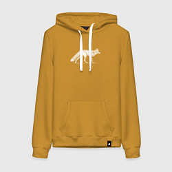 Толстовка-худи хлопковая женская Белая лисичка, цвет: горчичный