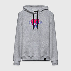 Толстовка-худи хлопковая женская Heart angel, цвет: меланж