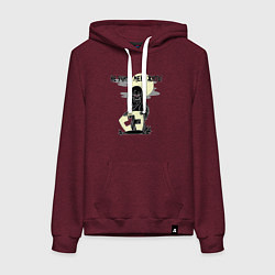 Толстовка-худи хлопковая женская Не учите меня жить - зомби, цвет: меланж-бордовый