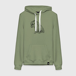 Толстовка-худи хлопковая женская Новогодний поросенок, цвет: авокадо