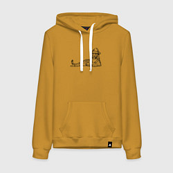 Толстовка-худи хлопковая женская Новогодний тигр лежит, цвет: горчичный
