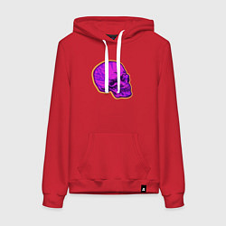 Толстовка-худи хлопковая женская Пурпурный череп, цвет: красный