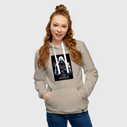 Толстовка-худи хлопковая женская Assassins creed огненный фон, цвет: миндальный — фото 2