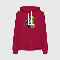 Толстовка-худи хлопковая женская Kitten creeper collaboration - ai art, цвет: маджента
