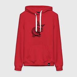 Толстовка-худи хлопковая женская Новогодний заяц, цвет: красный