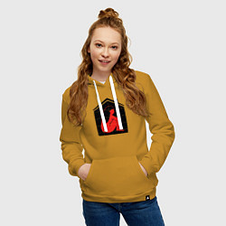 Толстовка-худи хлопковая женская Сижу дома, цвет: горчичный — фото 2