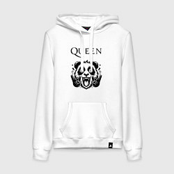 Толстовка-худи хлопковая женская Queen - rock panda, цвет: белый