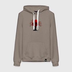 Толстовка-худи хлопковая женская Запутавшееся в ветвях сердце, цвет: утренний латте