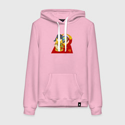 Толстовка-худи хлопковая женская Матрешка СССР, цвет: светло-розовый