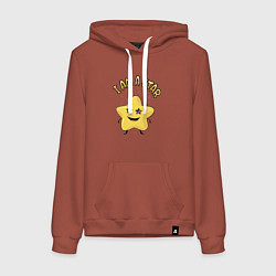 Толстовка-худи хлопковая женская I аm a star, цвет: кирпичный