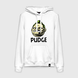 Толстовка-худи хлопковая женская Pudge Face, цвет: белый