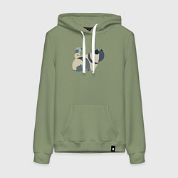 Толстовка-худи хлопковая женская Милые друзья, цвет: авокадо