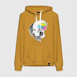 Толстовка-худи хлопковая женская Киберпанк в голове, цвет: горчичный