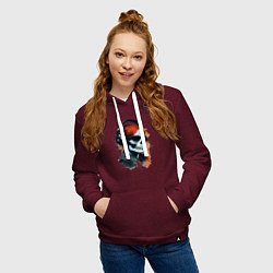 Толстовка-худи хлопковая женская Grunge redhead girl skull, цвет: меланж-бордовый — фото 2