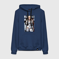 Толстовка-худи хлопковая женская Кибер Барби - нейросеть фантазия, цвет: тёмно-синий
