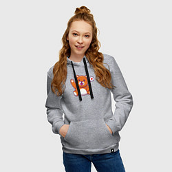 Толстовка-худи хлопковая женская Привет от мишки, цвет: меланж — фото 2