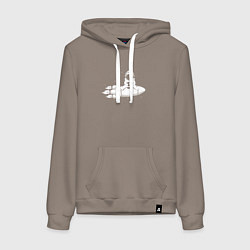 Толстовка-худи хлопковая женская Космонавт сидит на ракете, цвет: утренний латте