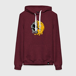 Толстовка-худи хлопковая женская Печальный смайл, цвет: меланж-бордовый