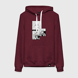 Толстовка-худи хлопковая женская Очень приятно Бог Томоэ, цвет: меланж-бордовый