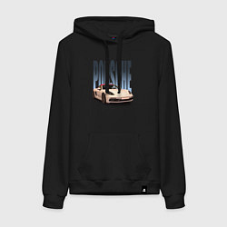 Толстовка-худи хлопковая женская Porsche 911 Turbo винтажный немецкий автомобиль, цвет: черный