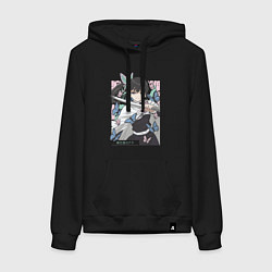 Толстовка-худи хлопковая женская Клинок рассекающий демонов Канао Цуюри квадрат, цвет: черный